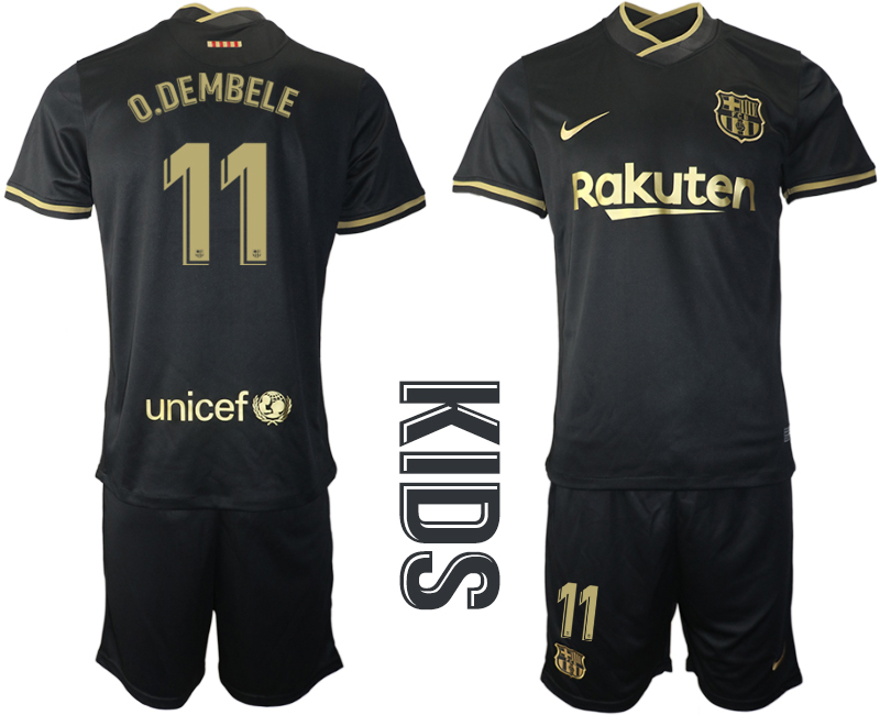 Youth 2020-2021 club Barcelona away #11 black Soccer Jerseys